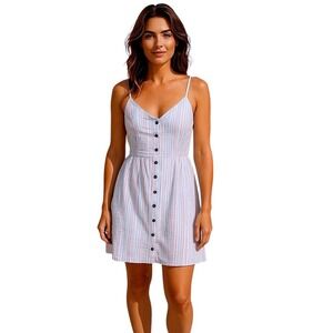 Modcloth Pastel Smocked Raw Hem Spaghetti Strap Feminine Summer Dress Smallsmall
